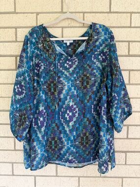 Fashion Bug Teal & Blue Geometric Tunic